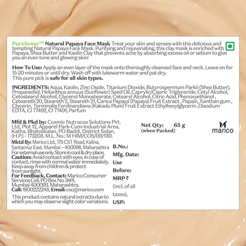 PureSense Natural Papaya Face Mask | From the makers of Parachute Advansed