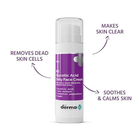 The Derma co 8% Glycolic Acid Daily Face Cream with Cica Extract & Tasmanian Pepperberry