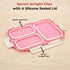Vinod Stainless Steel Tiffin 3 Compartment Pink Airtight Silicone Sealed Lid Insulated Food Grade Steel Secure Side Clips