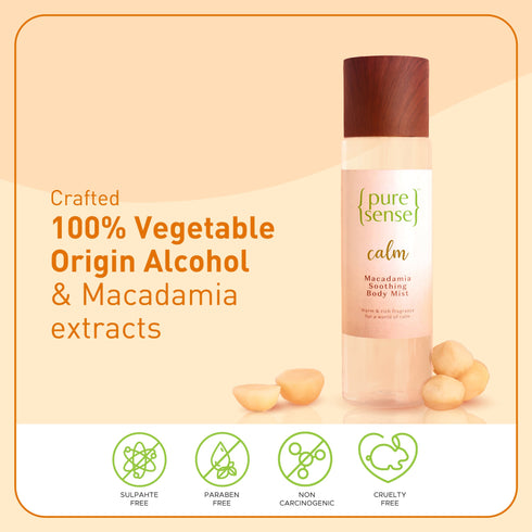 PureSense Calm Macadamia Soothing Body Mist | Paraben & Sulphate Free | From the makers of Parachute Advansed