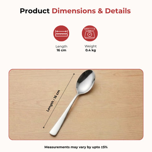 Vinod Aero Stainless Steel Baby Spoon Set of 12 Piece Heavy Gauge Steel Mirror Finish Rust Free Tough Strong and Durable