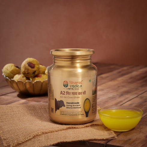 Bharat Vedica Pure A2 Gir Cow Ghee A2 Bilona Ghee Now in SS Jar Packaging with Free Ghee Pot