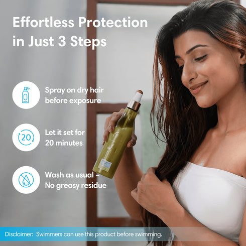 Theearthcollective in Water Defence Spray Made for Indian Hair Against Hard Water Veg Keratin Olive & Wheat