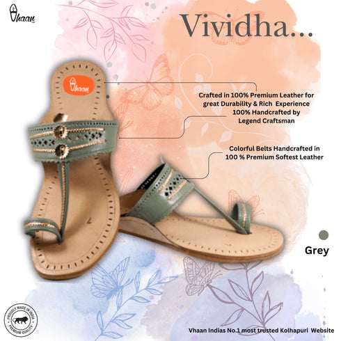 Vhaanfootwear Grey Ladies Kolhapuri Chappal