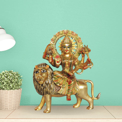 Brass Durgaji Colour Goddess Idol Statue 5.6Kg