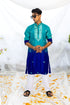 Kzari Blue Shaded Kurta with Mirror Neck Detail