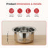 Vinod Stainless Steel Induction Friendly Flat Bottom Cooking Tope With 1.5mm Thickness 18 Gauge Durable Steel 3 Pcs Capacity 1400ml 1800ml and 2300ml No 11 to 13