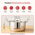 Vinod Doniv Majestic Stainless Steel Sandwich Bottom Sauce Pot With Lid 22 cm 4.5 ltr Induction Friendly