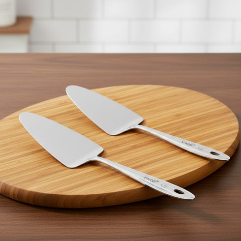 Vinod Stainless Steel Cake Desserts Server Set of 2 Highest Grade Stainless Steel Mirror Finish Rust Free Dishwasher Safe