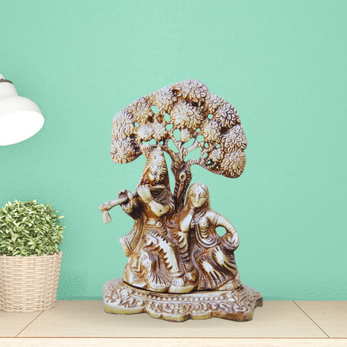 Brass Radha Krishna With Tree Statue 1.125Kg