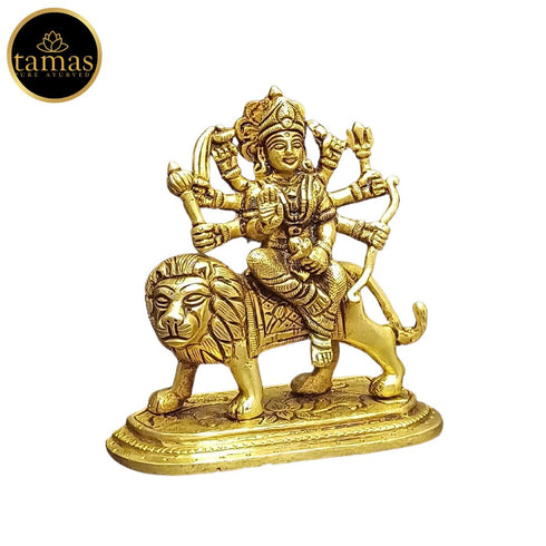 Tamas Brass Durga Mata with Lion Statue/Idol