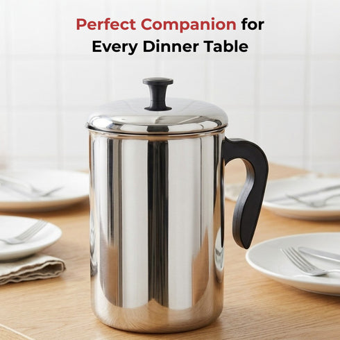Vinod Stainless Steel Aqua Jug Covered 2200 ml with Highest Grade Stainless Steel Mirror Finish Strong and Durable Build Rust Free