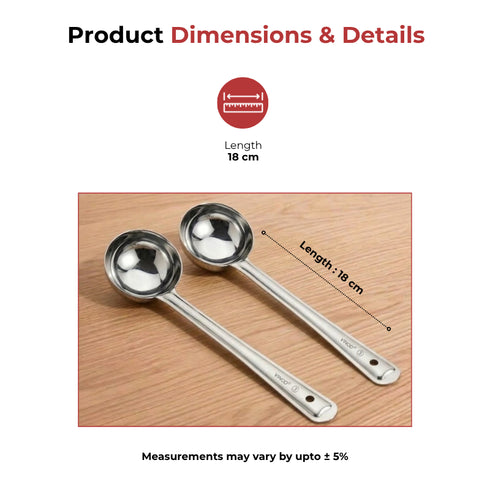 Vinod Stainless Steel Basting Serving Ladle Serving Spoon Karchi Set of 2 18 cm High Quality Stainless Steel Rust Free Dishwasher Safe No 1