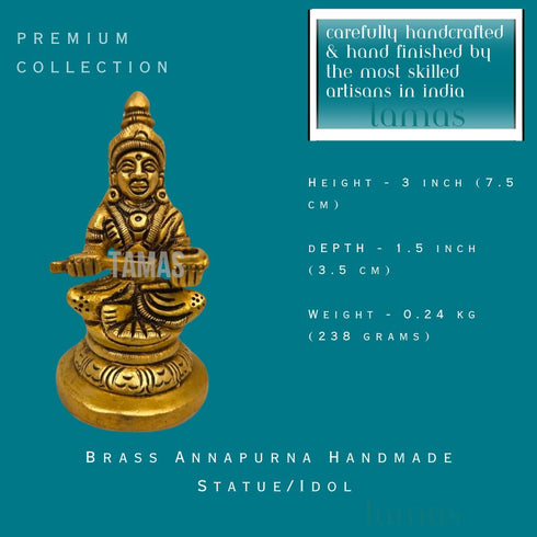 Tamas Brass Annapurna Handmade Statue/Idol(Golden)