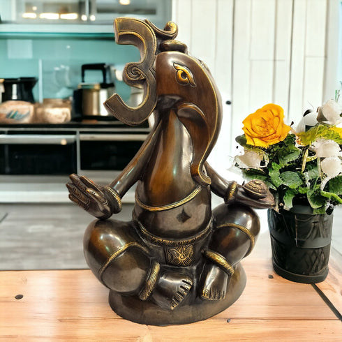 Tamas Brass Lord OM Ganesh Handicraft Statue/Idol (Brown)