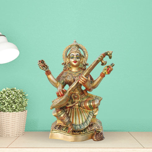 Brass Saraswati Ji Statue 12Kg