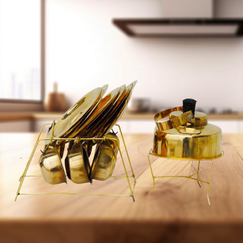 Brass Miniature Tea Cup Saucer Kettle Set 0.008Kg