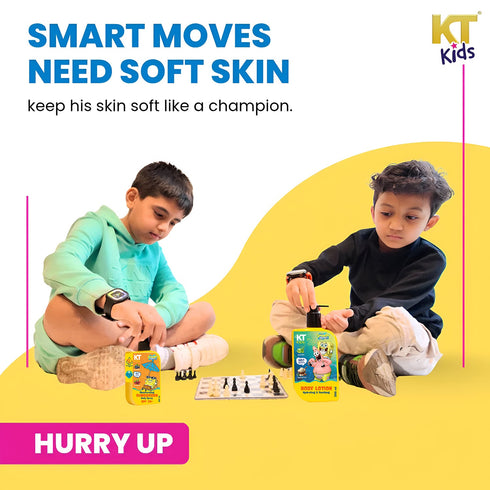 Kt Kids Personal Care Body Kit For Boys & Girls 3 Years Body Oil Lotion Soft Body Wash Sunscreen SPF Body