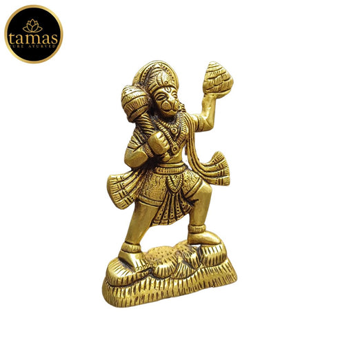 Tamas Brass Lord Hanuman with Sanjivani Mountain Statue/Idol