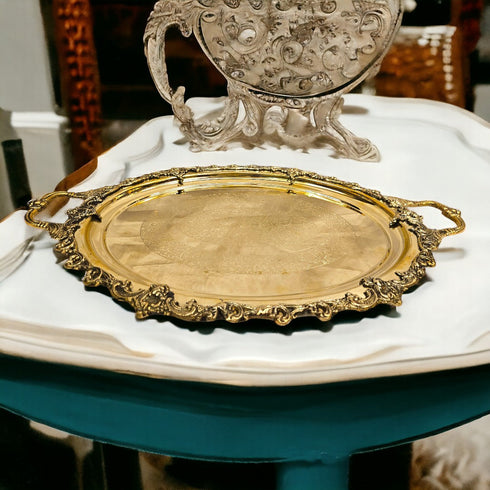 Tamas Brass Handicrafts Ornate Tray with Handles
