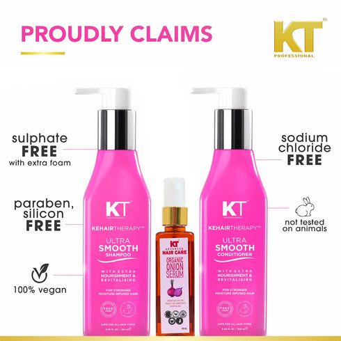 Kt Professional Ultra Smooth Shampoo & Conditioner 250ml Organic Onion Serum