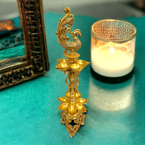 Tamas Brass Ten Wicks Peacock Lamp