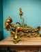 Tamas Brass Lord Vishnu Bhagwan Resting on Sheshnag Touching Shiva Lingam Brahma from Navel Statue/Idol