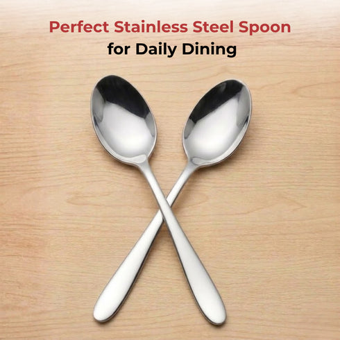 Vinod Florence Stainless Steel Dessert Spoon Set of 12 Piece Heavy Gauge Steel Mirror Finish Rust Free Tough Strong and Durable