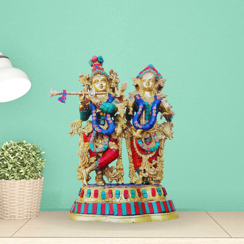 Brass Radha Krishna With Base God Statue 10.83Kg