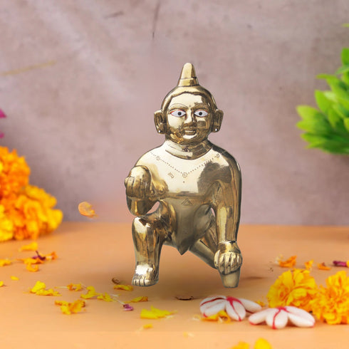 Brass Laddu Gopal God Idol Statue 6.58Kg
