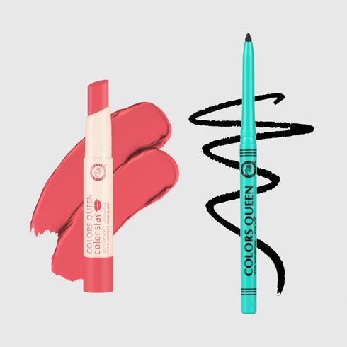 Colors Queen Color Stay Non-Transfer Lipstick and Bold Eyes Auto Kajal Combo