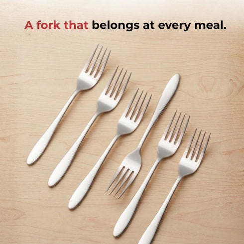 Vinod Florence Stainless Steel Dinner Fork Set of 12 Piece Heavy Gauge Steel Mirror Finish Rust Free Tough Strong and Durable