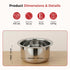 Vinod Stainless Steel Induction Friendly Flat Bottom Cooking Tope With 1.5mm Thickness 18 Gauge Durable Steel 4 Pcs Capacity 350ml 500ml and 750ml No 7 to 10