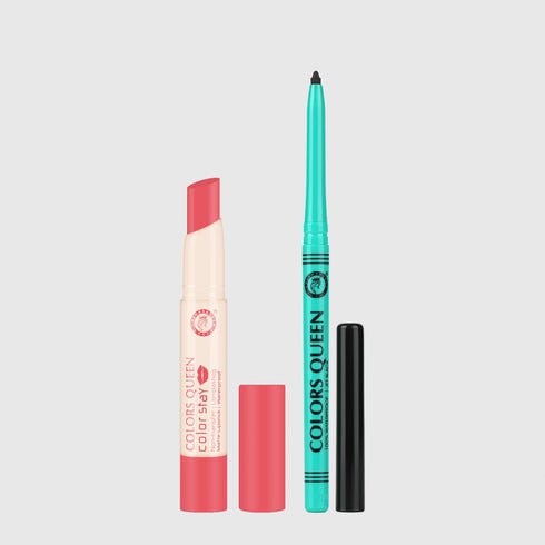 Colors Queen Color Stay Non-Transfer Lipstick and Bold Eyes Auto Kajal Combo