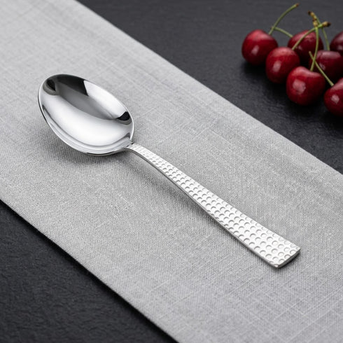 Vinod Stainless Steel Aero Hammered Finish Baby Spoon 12 Pcs Cutlery Set Rust Free Mirror Polish Premium Dinner Spoon Tableware Silver