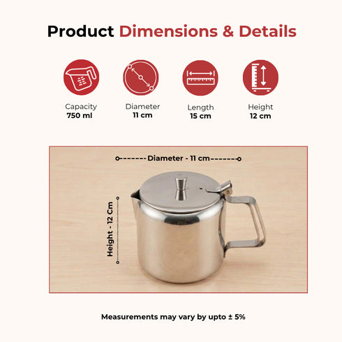Vinod Stainless Steel Teapot 750 ml