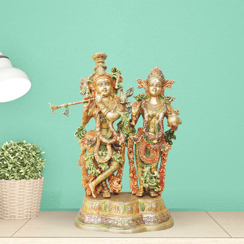 Brass Radha Krishan Same Base Idol 10.6Kg