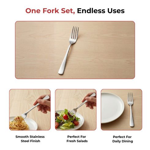Vinod Aero Stainless Steel Dinner Fork Set of 12 Piece Heavy Gauge Steel Mirror Finish Rust Free Tough Strong and Durable