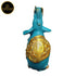 Tamas Brass Handcrafted Ethnic Elephant Showpiece Trunk Up Statue / Idol with Antique Finish (Golden & Blue) (Pack of 1)