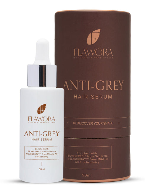 Flawora Anti-Grey Hair Serum For Reversing Grey Hair & Gold Face Serum For Brightening