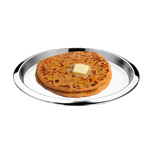 Vinod Stainless Steel Two Tone Plate Set of 6 21 cm Serving Dish Salad Plate Snack Plate Highest Grade Stainless Steel Rust Free