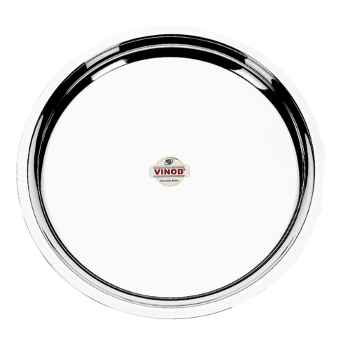 Vinod Stainless Steel New Tat Dinner Plate Set of 4 28.5 cm Highest Grade Stainless Steel Mirror Finish and Rust Free