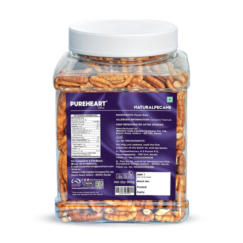 Pureheart Premium Pecan Nuts 180g | Premium Natural Pecans | Healthy Dry Fruits Snack | Rich in Protein | Fibre & Antioxidants | Ideal for Snacking & Baking