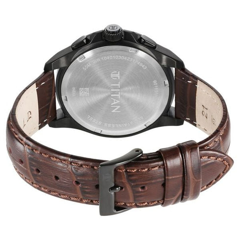 Titan Classic Chrono Blue Dial Quartz Multifunction Leather Strap watch for Men