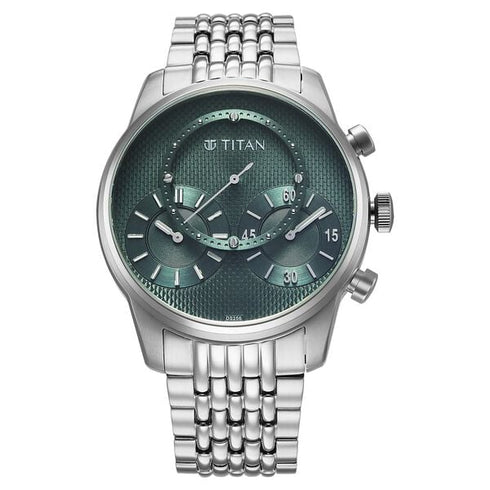 Titan Micromotors Analog with Independent Hour Minute and 2nd Sub-Dial Green Dial