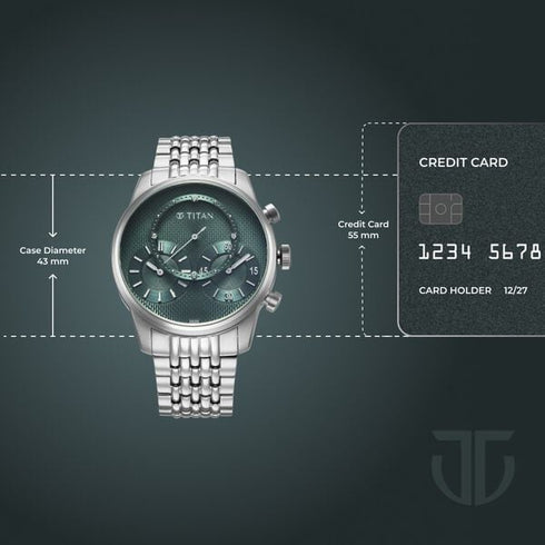 Titan Micromotors Analog with Independent Hour Minute and 2nd Sub-Dial Green Dial