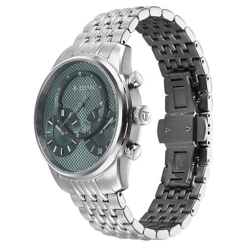 Titan Micromotors Analog with Independent Hour Minute and 2nd Sub-Dial Green Dial