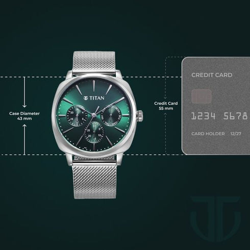 Titan Classique Suave Quartz Green Dial Silver Stainless Steel Mesh Strap Watch