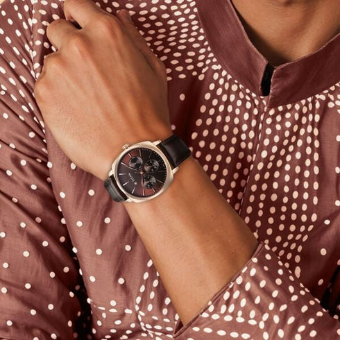 Titan Classique Suave Quartz Brown Dial Brown Leather Strap Watch for Men