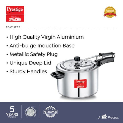 Prestige Nakshatra Plus Svachh Aluminium Inner Lid Pressure Cooker 10 L